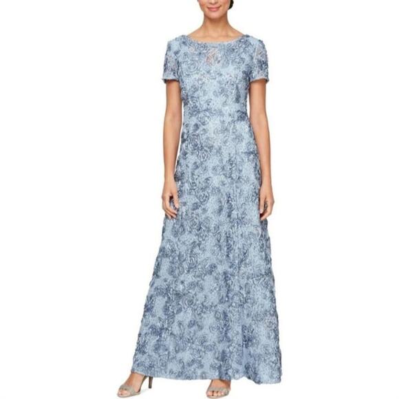 Alex Evenings Blue Lace Midi Dress - Picture 1 of 12